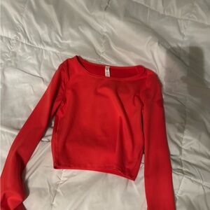 Red Long Sleeve Crop Top